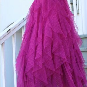 Elegant Fuchsia Layered Tulle Skirt